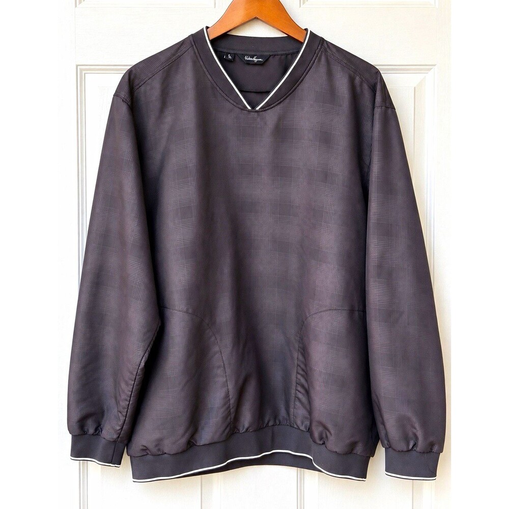 Walter Hagen Men's L Black Tonal Plaid Golf Pullover V-Neck Golfcore